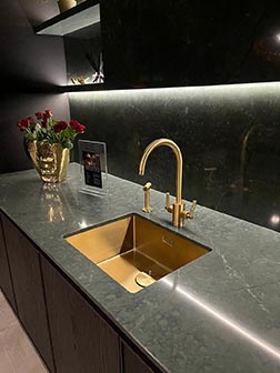 Abode taps on display at the Snaidero London design space.