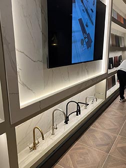 Abode taps on display at the Snaidero London design space.
