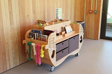 The art trolley created by Plaey with materials from James Latham for Henry Moore Studios.