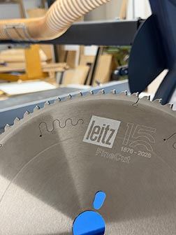 The new FineCut circular sawblade was the �wow product� celebrating the company�s 150th anniversary at the Leitz exhibition stand. (Photo: Leitz)