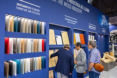 Panels on display on the SCM stand at Xylexpo 2026.