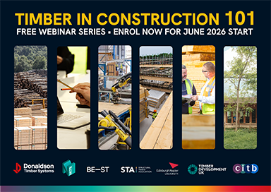 Promotional material for the Timber in Construction 101 webinar series.