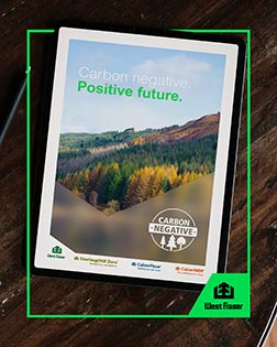 The front cover of the West Fraser 'Carbon negative, positive future' publication.