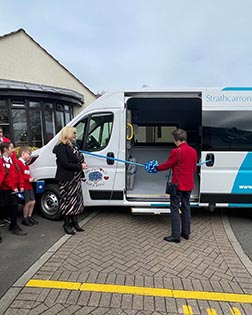Her Royal Highness The Princess Royal at Strathcarron Hospice � cutting the ribbon on the van donated by West Fraser, and marking the 45th anniversary of the hospice.