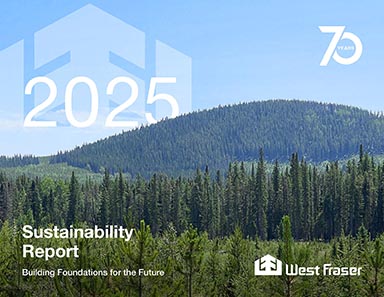 The front cover of the West Fraser 2025 sustainability report.