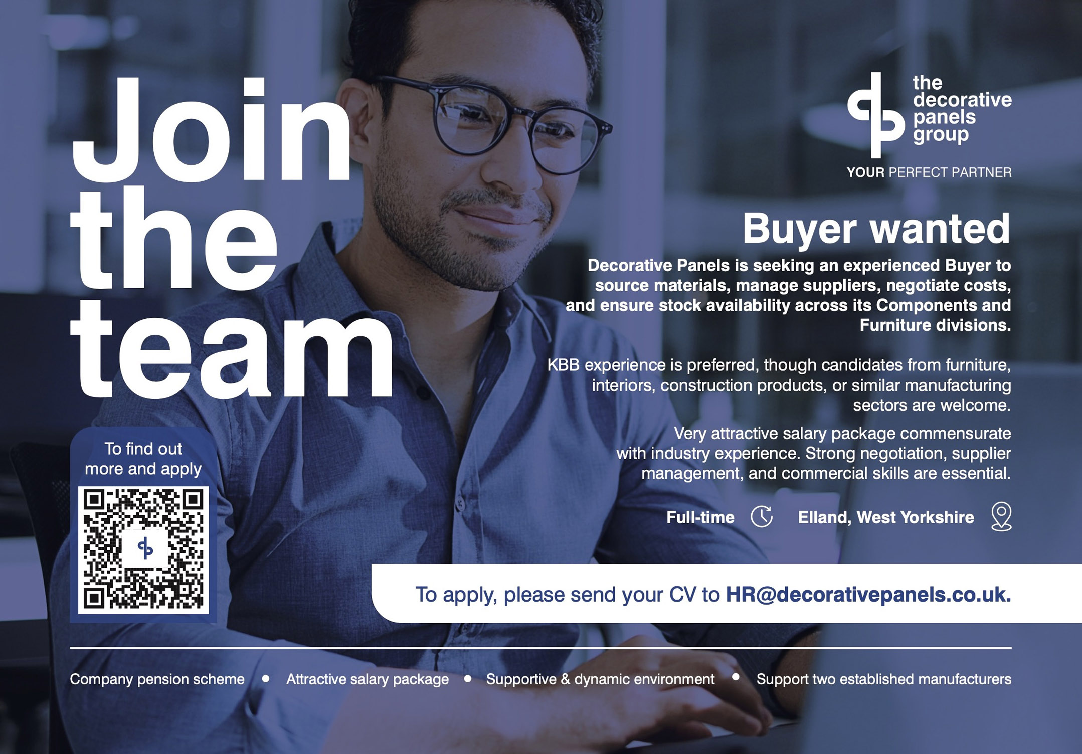 Decorative Panels advert to recruit a Buyer.